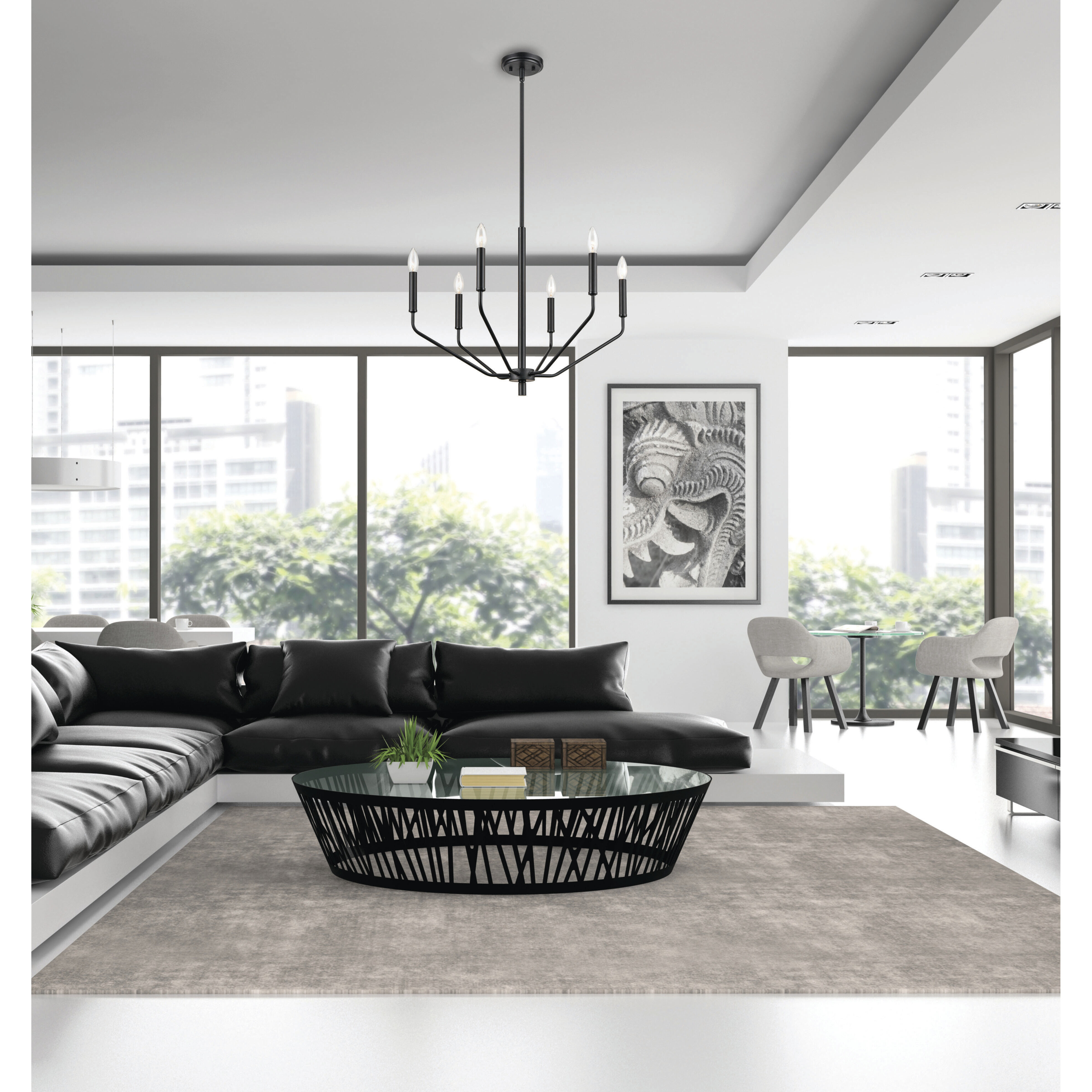 Laurell 6 Light 24 inch Matte Black Chandelier Ceiling Light